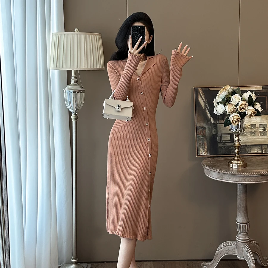 Французский осенне-зимний вязаный свитер женский офисный корейский модный с