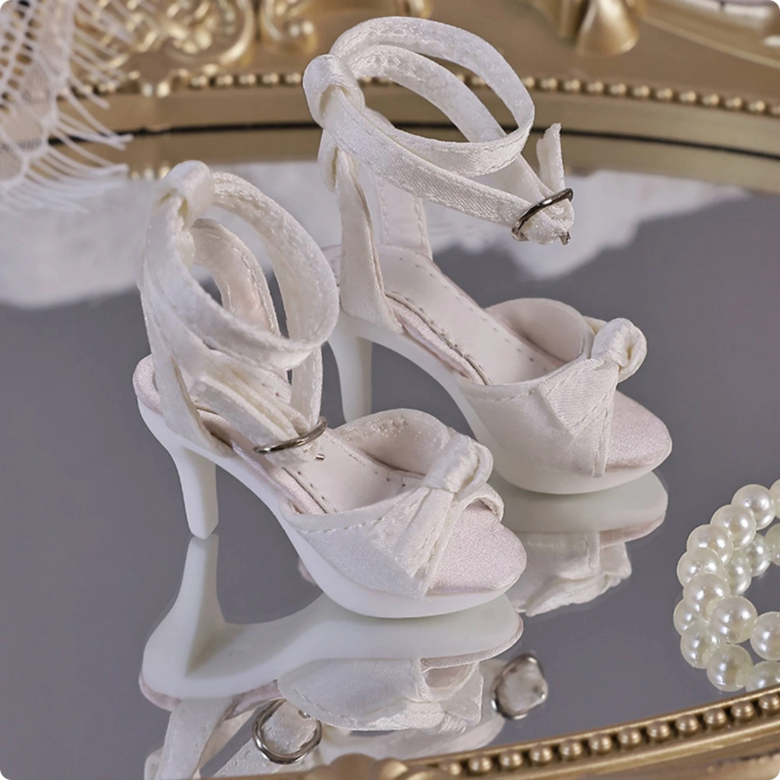 Фото Туфли на высоком каблуке для кукол BJD 1/4, классический дизайн, для SD кукол, с острым носком, элегантный дизайн, с бантом №3