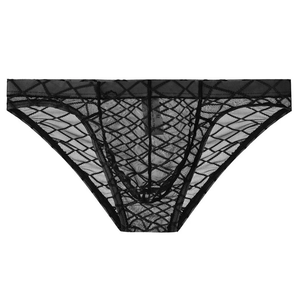 

Men Sexy Thong Fashionable Lingerie Big Pouch Lingerie Bikini Transparent Panties Low Rise Underpants Breathable Silky Panties