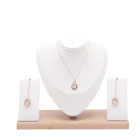 Model Bust Show Exhibitor Linen PU Leather Jewelry Display Woman Necklaces Pendants Earrings Mannequin Jewelry Stand Organizer