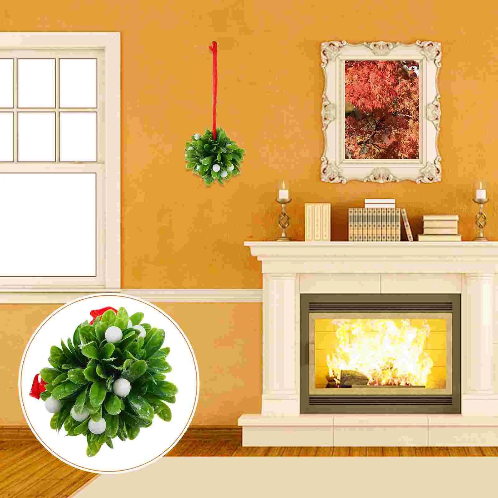 

Mistletoechristmas Artificial Ornament Hanging Kissing Holidaytree Decoration Decor Flower Simulationindoor Evergreen Bouquet