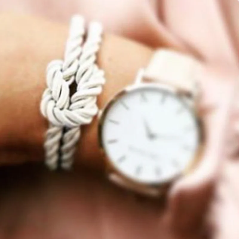 

New European and American Fashion Bracelet Stainless Steel Magnetic Buckle Polyester Nylon Rope Braided Concentric Knot Bracelet