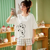 yasuk summer fashion womens casual girl sport kawai lovely pullover sleepwear pajamas set with shorts pants simple rabbit