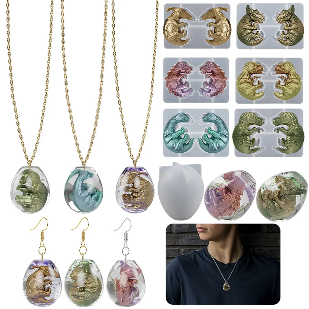 

DIY Dragon Baby Earring Pendant Mold 3D Silicone Baby Dinosaur Molds Epoxy Dragon Egg Mold For Jewelry Mould Decoration