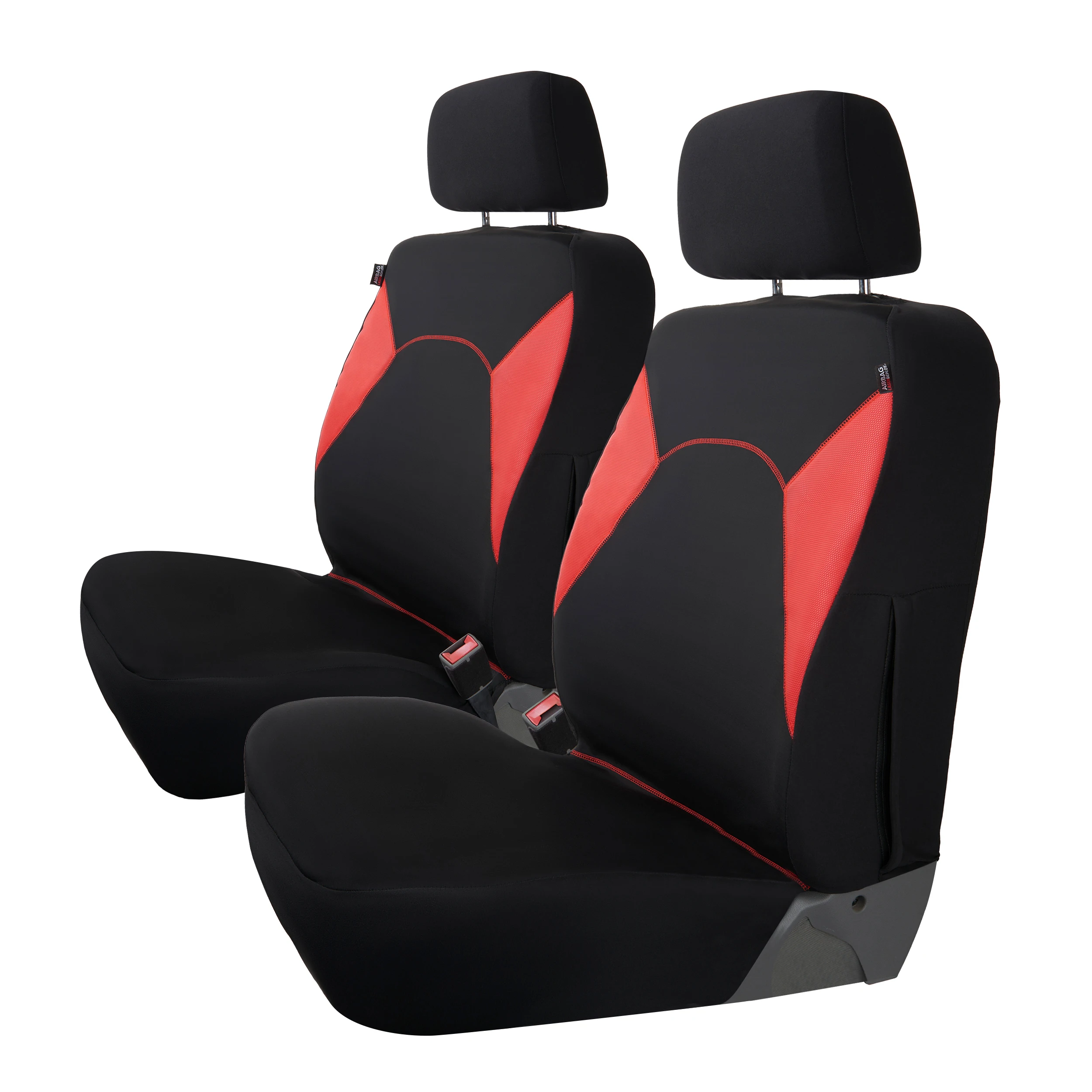 

2 Piece Wetsuit Extreme Truck Seat Covers, Black and Red Car Accessories