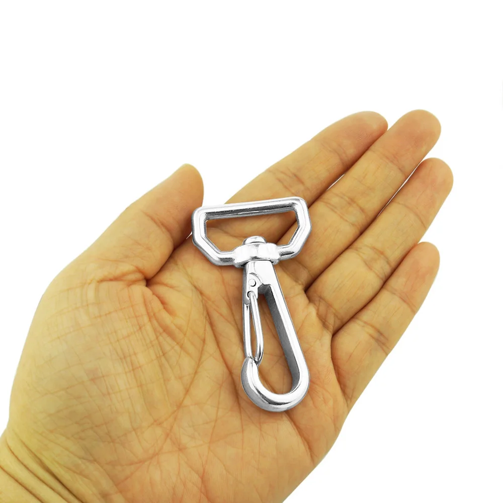 2Pcs Stainless Steel 316 Ring Square Eye Swivel Snap Hooks Quick Straping Hook Lobster Clasps Hiking Camping Carabiner Pet Chain |