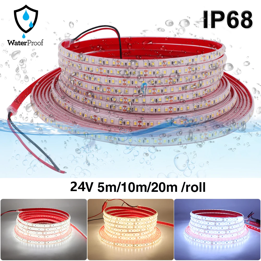 

DC 24V 2835 LED Strip 120 LEDs/m 5M 10M 15M 20M/Roll IP21 IP68 Waterproof Cool/Natural/Warm White Flexible Ribbon LED Light