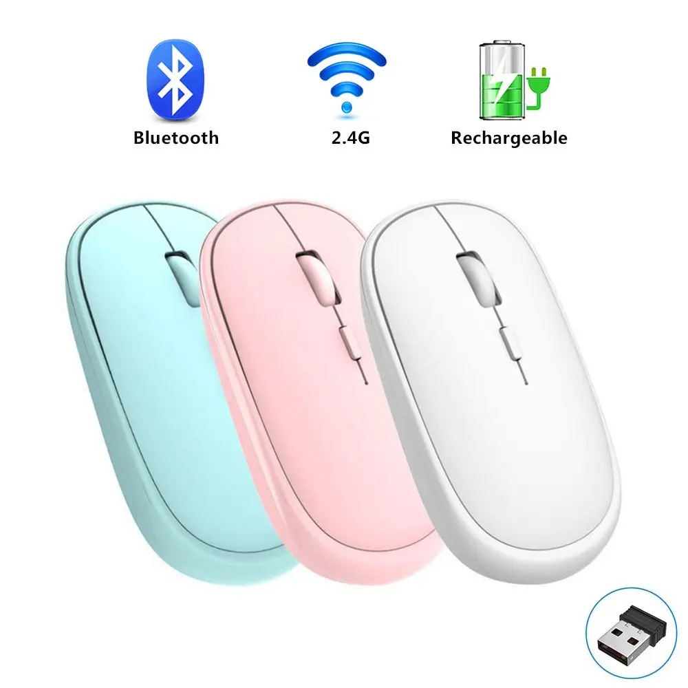 

Home Office Dual Mode Silent Rechargeable 2.4G Bluetooth Wireless Mouse Gaming Mouse For iPad Computer Laptop PC