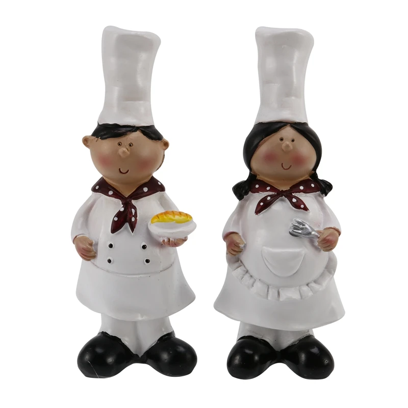 

1 Pair of Creative Boy Girl Chef Decoration Home Decoration Resin Crafts Wine Cabinet Window Restaurant Bakery Decoration