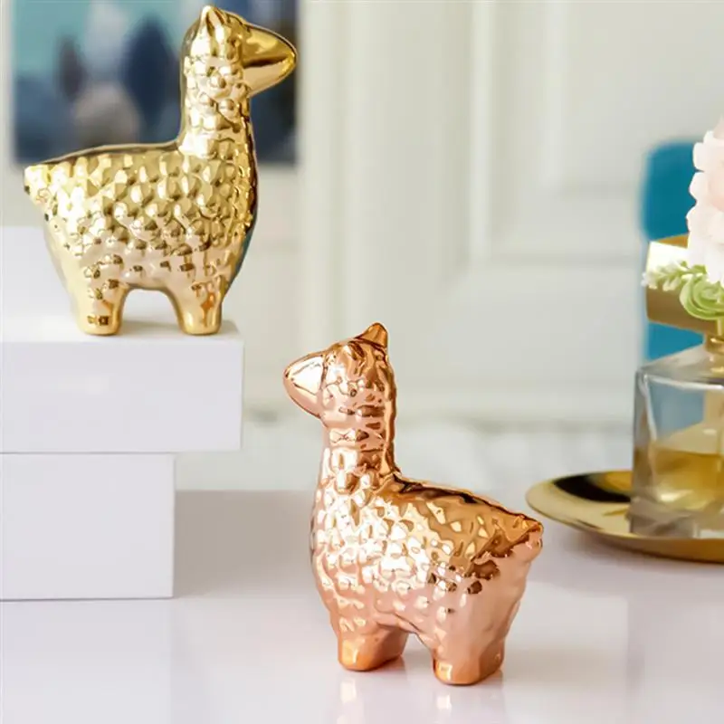

Alpaca Ceramic Figurines Lovely Desktop Ornament Pretty Home Decoration