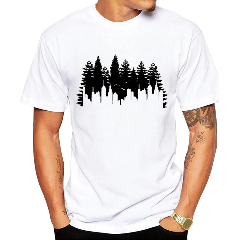 

TEEHUB 2021 Fashion Urban forest Design Men T-Shirt Short Sleeve Black Printed Tshirts Casual Tops Summer Tees