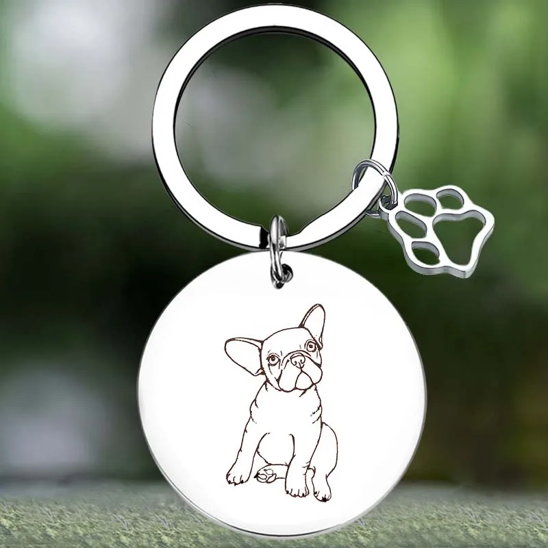 

Cute French Bulldog Keychain Pet Dog Lovers Key Chain Pendant Jewelry animal dog gift