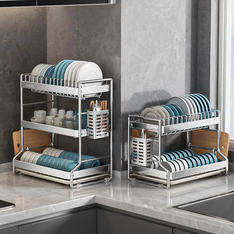 Стеллаж для хранения посуды из нержавеющей стали 304 чаша сушилка кухонная полка