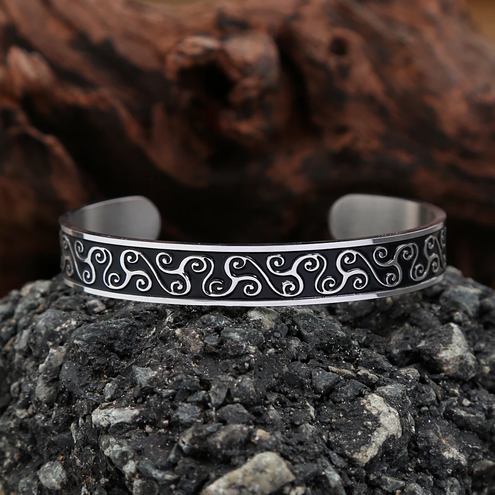 Браслет-манжета из нержавеющей стали в стиле викингов
