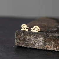 tulx stainless steel stud earring cute snail small earrings simple spiral animal earrings for women fashion jewelry accessories