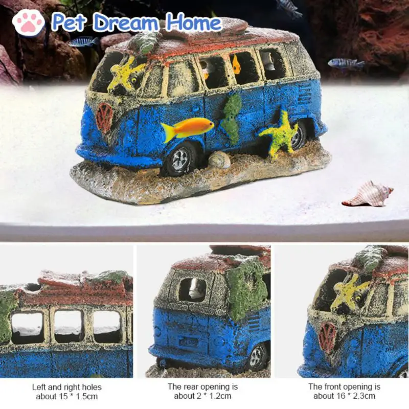 

Fish Tank Decoration Lifelike Fast Color Landscape Trees Easy Clean Multicolour Wreckage Fish Tank Ornament Aquarium Decoration