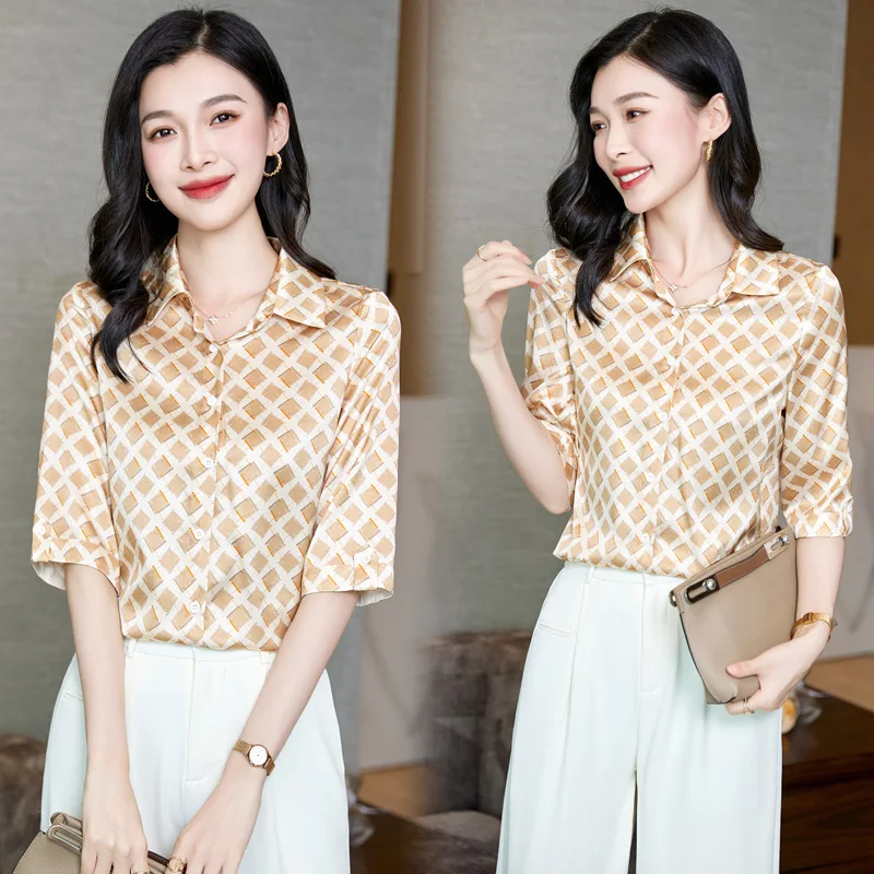 Birdtree 19 мм 90% шелк 10% спандекс женская рубашка 2023 летняя элегантная офисная Дамская