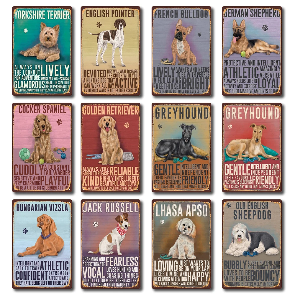 

[ Mike86 ] Pet Bulldog Pug Husky Poodle Whippet Dog Metal Sign Tin Poster Home Decor Bar Wall Art Painting 20*30 CM Size DD-61