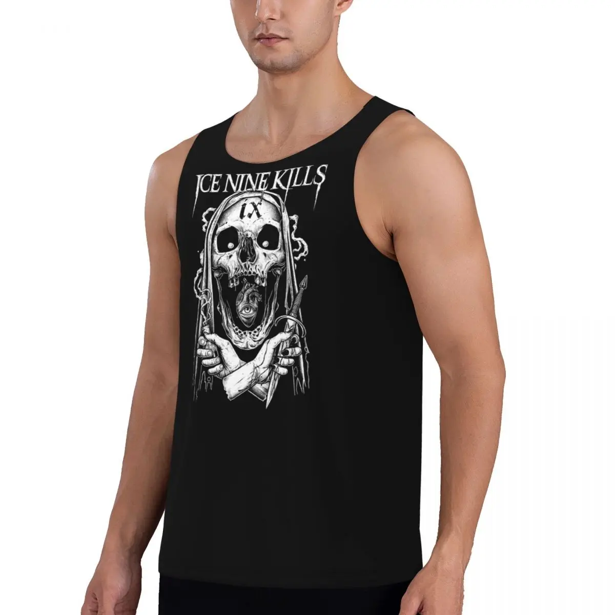 Фото Быстросохнущая рубашка без рукавов Michele Nolli Ice Nine Kills Gym Tank Muscle, дышащий жилет для бодибилдинга №2