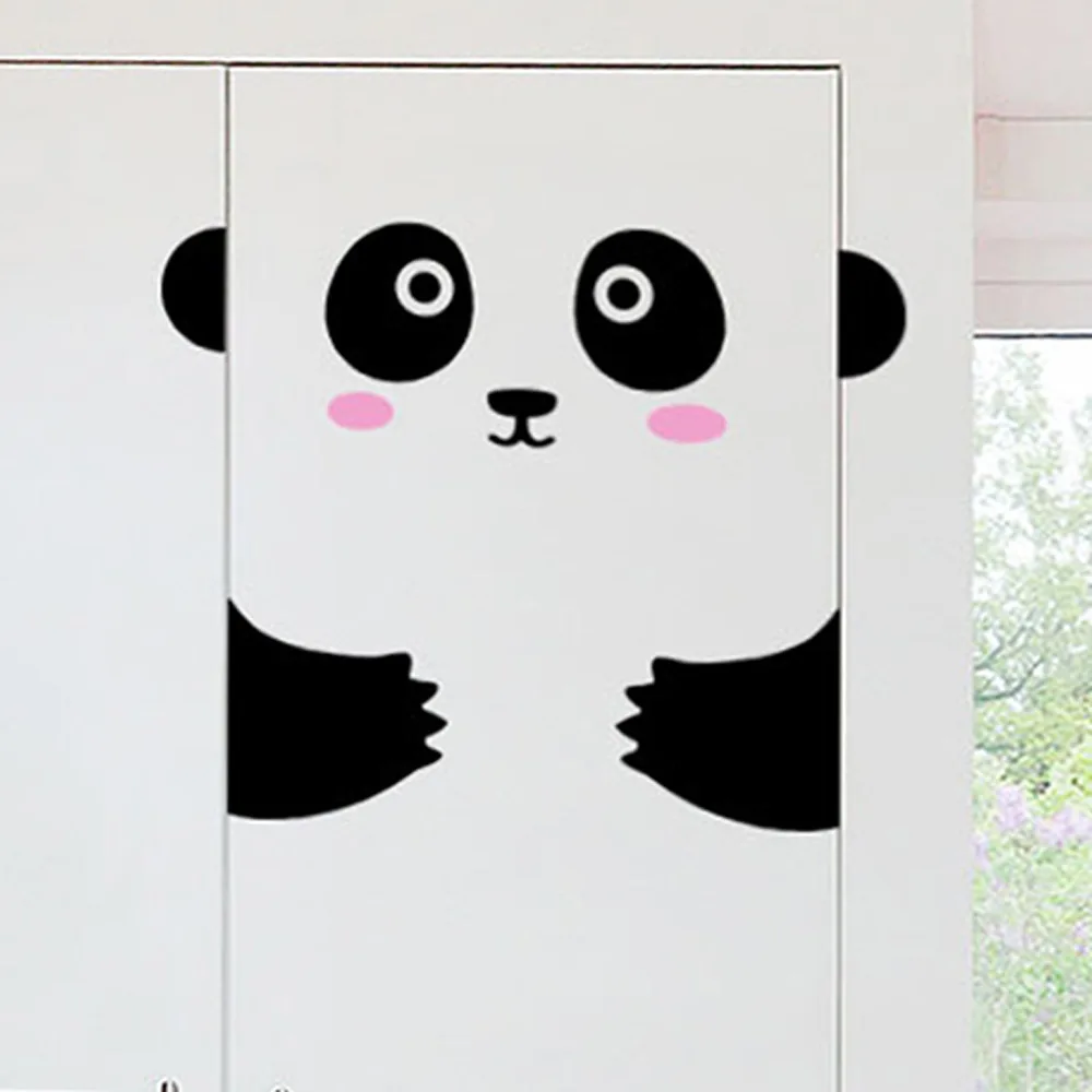 Cute Animals Panda Kitten Door Sticker Living Room Bedroom Door Art Home Decor Mural Vinyl Wallpaper Decorations Wall Stickers