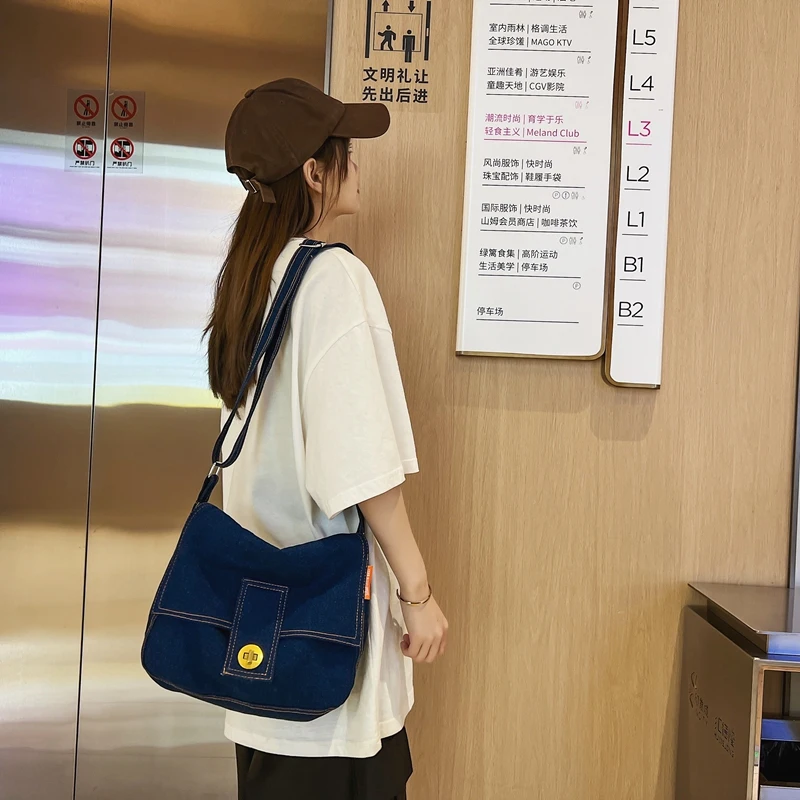 Denim Women's Bag 2022 Trend Big Shopping Eco Bag Jeans Flap Shoulder Bags Casual Female Handbags Large Capacity Crossbody Bags