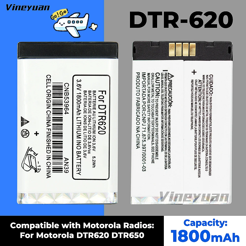 Batería de iones de litio recargable para Motorola DTR620, DTR 3,6, DTR650, DTR 1800, 620 mAh, 650 V, CNB53964, DTR-620