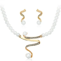 classic new necklace earring set deep v clavicle s shape pearl necklace set weddings party casual jewelry set gifts