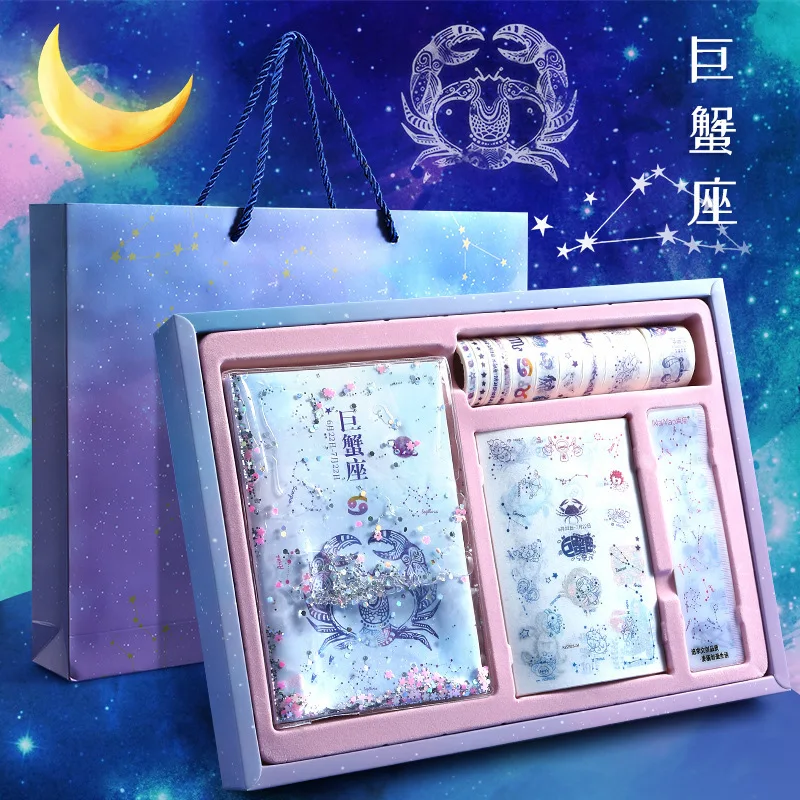 

Twelve Constellations Diary Notebook Cute Planner Organizer Dokibook Set Travelers Journal Note Book+Tape Office School Supplies
