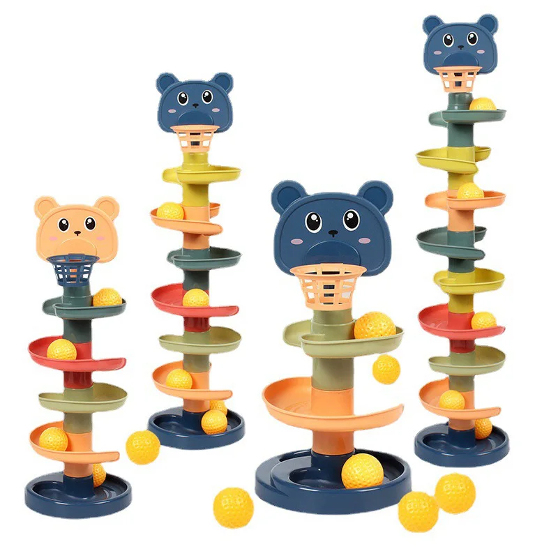 Baby Toys Rolling Ball Pile Tower Early Educational Toy For Babies Rotating Track Sliding Ball Baby Gift Stacking Toy For Kids