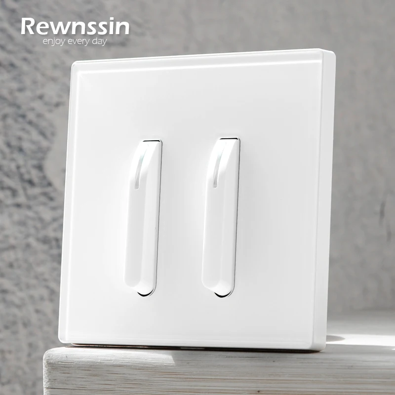

Rewnssin Piano Key Switches 1 2 3 4 Gang With LED Tempered Glass Panel Reset Push Button On Off,Wall Sockets and Light Switches