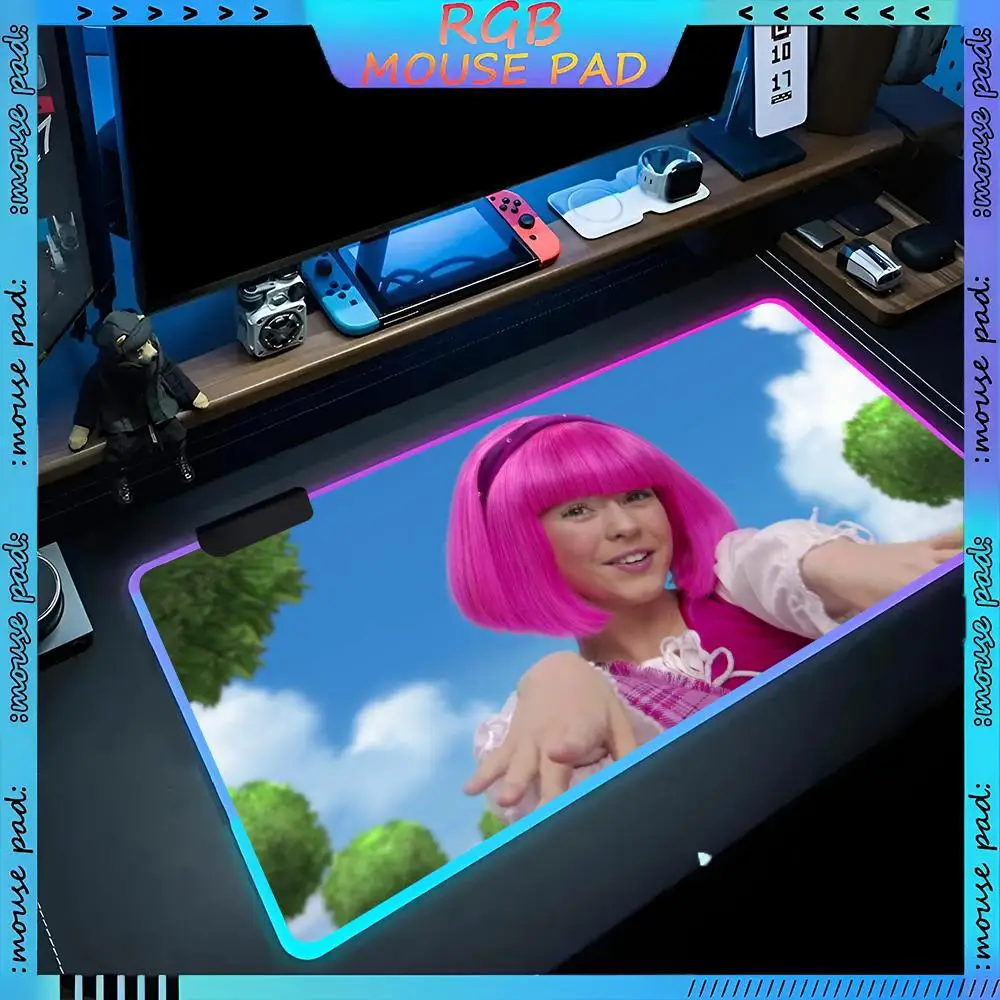 LazyTown Mouse Pad RGB Pc Accessories LED Game Desk Mat E-sport Table Protector Neon Keyboard Backlit Carpet Rug Give gifts