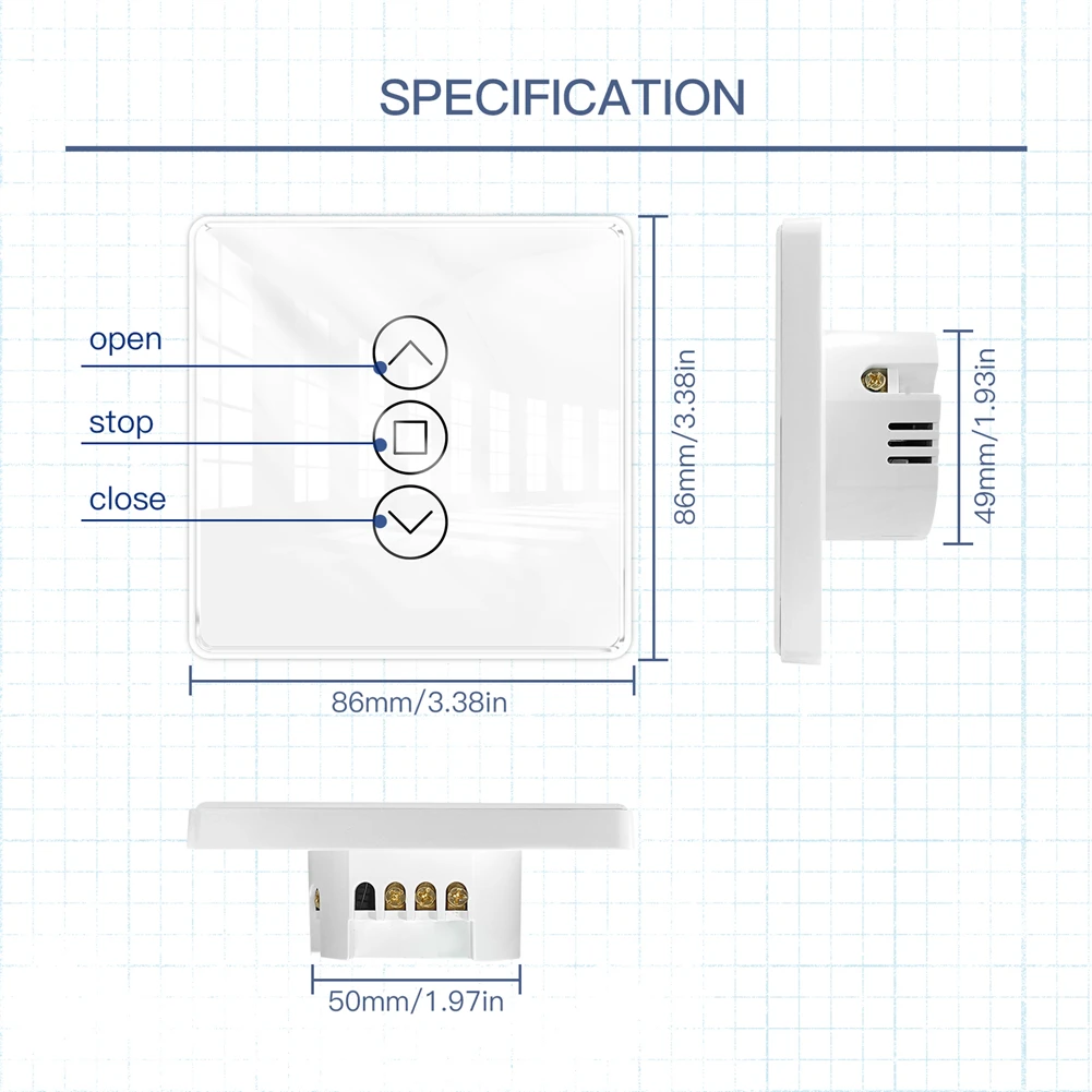 Умный Wi-Fi RF433 Переключатель Штор MOES Touch Sensor Со Дуговым Стеклом 2 5D Для Рулонных
