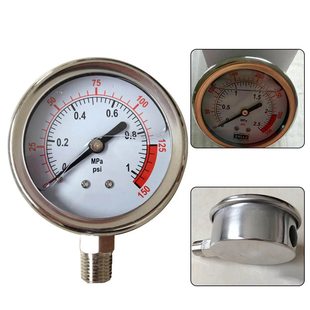 

Liquid Filled Pressure Gauge PSI/MPA 304 Stainless Steel Case 1/4NPT Lower Mount 0-4MPA Pressure Gauge