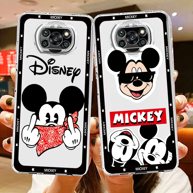 

Disney Mickey Mouse Cool Transparent Phone Case For Xiaomi Mi Poco X5 X4 X3 NFC F4 F3 GT M5s M4 M3 Pro C55 C50 5G
