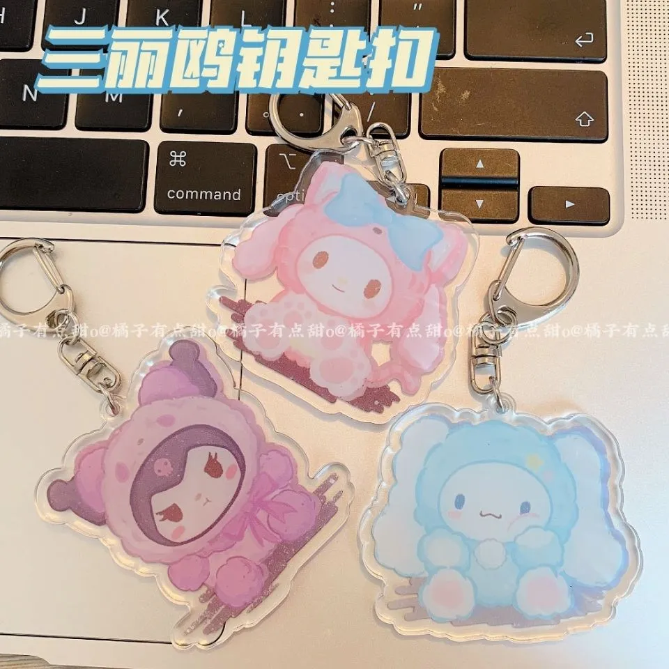 

Kuromi Sanrio Plush My Melody Cinnamoroll Kawaii Cartoon Cute Dolls Double-Sided Acrylic Keychain Anime Plush Toys For Girl Gift