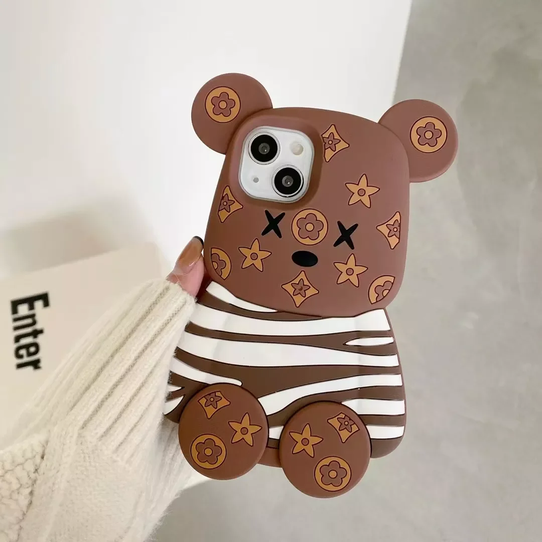 

Cute Bear Silicone Case for iPhone 11 12 13 Pro Max X Xs 7 8 6 6s Plus Back Cover Soft Protective Shell
