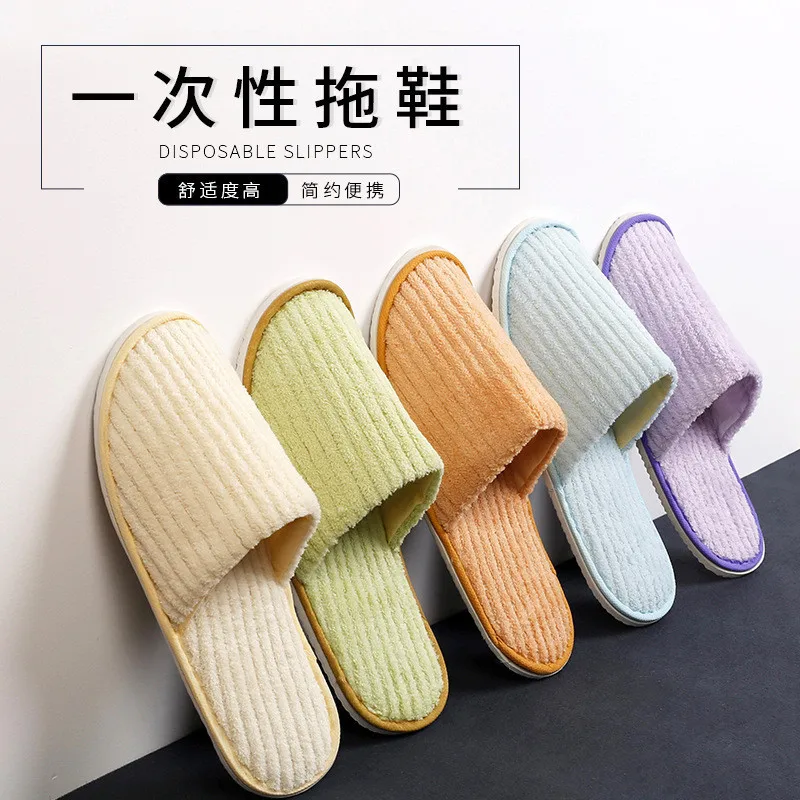 

5 Pairs Winter Slippers Men Women Hotel Disposable Slides Home Travel Sandals Hospitality Footwear One Size on Sale