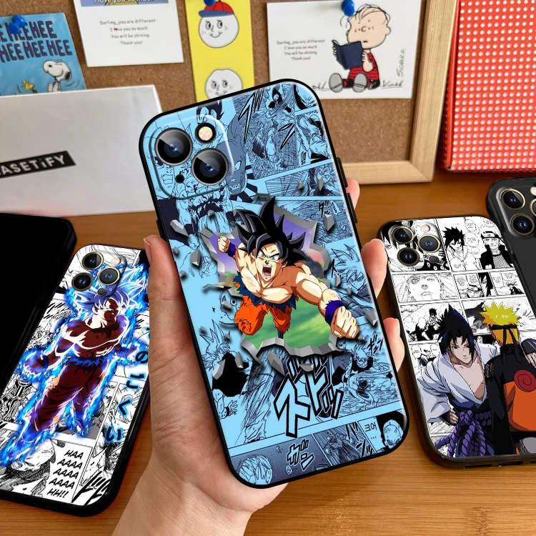

One Piece Dragon Ball Naruto For Apple iPhone 13 12 11 Pro 12 13 Mini X XR XS Max SE 6 6S 7 8 Plus Phone Case Soft Black Coque