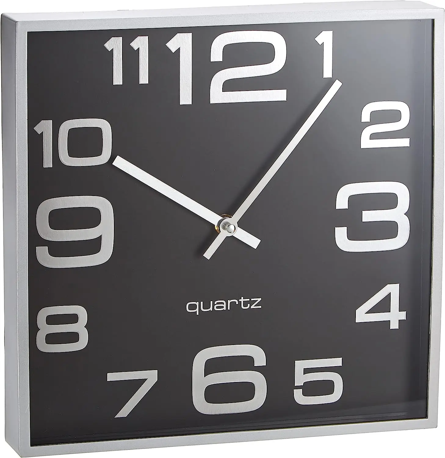 

187 \u2013 11 Reloj de Pared, Aprox. 28, 3 x 4, 1 cm, Plata Negro, Plástico, Negro Plata, 28.3 x 28.3 x 4.1 cm