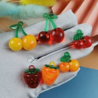 10pcspack acrylic fruit cherry strawberry charms diy keychain earring pendant for jewelry making handmade