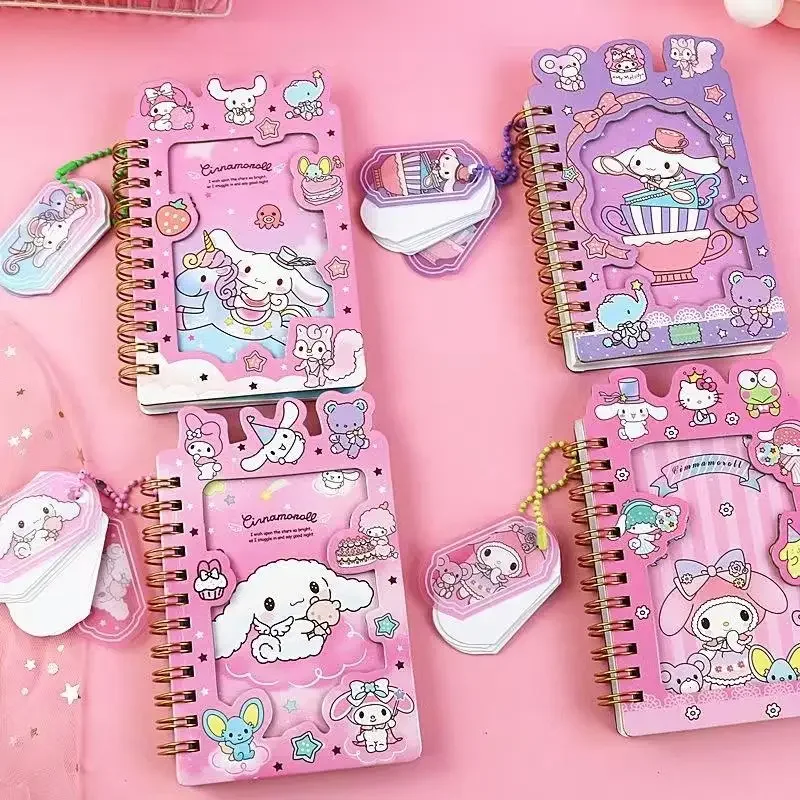 

Новинка, блокнот Sanrio Kawaii Mymelody Cinnamorroll, школьный мультяшный, 100 страниц, цветная спираль, симпатичная детская канцелярия, подарок