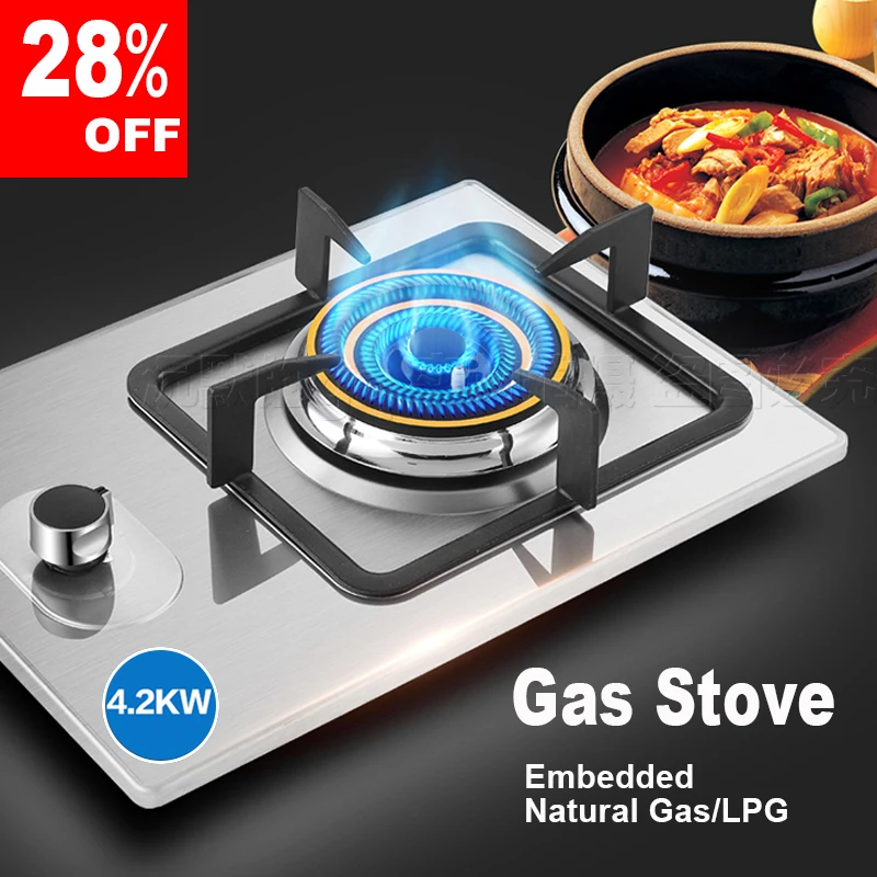 4.2 KW Gas Stove High Quality Home Single Wok Burner Stainless Steel Table Stove for Kitchen Embedded Natural Liquefied Cooktop