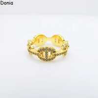 donia jewelry luxury fashion new pig nose titanium steel micro set aaa zircon ring european and american fashion ring