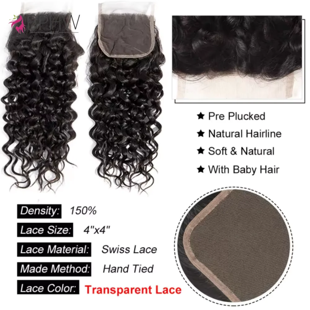 Фото 13x4 Lace Frontal Water Wave, прозрачный, с эффектом Body Wave, предварительно прорезанный, из 100% натуральных человеческих волос Remy, HD-кружево, для женщин, бразильские волосы №4