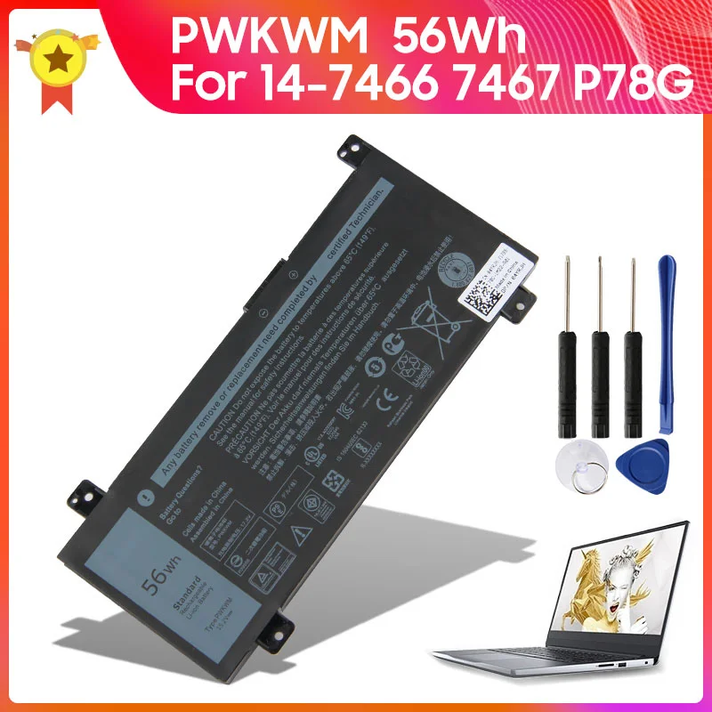 Сменный аккумулятор PWKWM для DELL Inspiron14-7466 7467 7000 P78G 7467-D1545B/R D1745B/R 56wh, новый аккумулятор 15,2 в