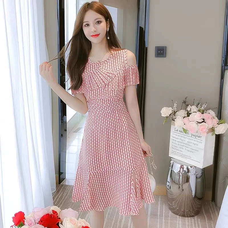 

2022 Summer Women's New Fishtail Chiffon Dress Is Thin And Sweet Mid-Length Skirt