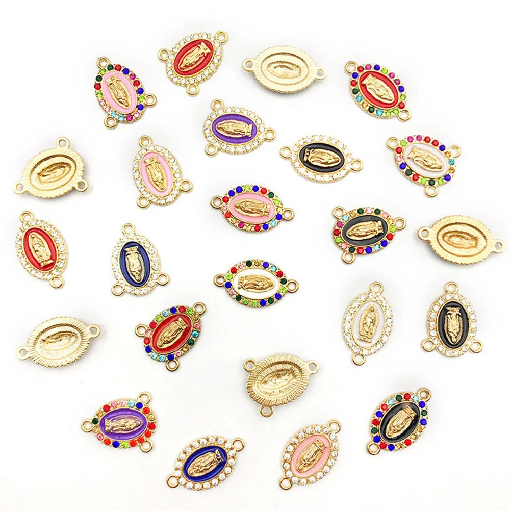 

24 Pcs Bracelets Jewelry DIY Charms Pendant Metal Decoration Alloy Making Virgin Mary Jewelries