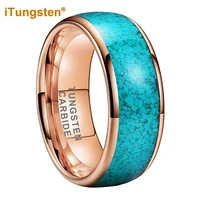 itungsten 4mm 6mm 8mm rose gold tungsten ring for men women fashion jewelry engagement wedding band crushed turquoise inlay
