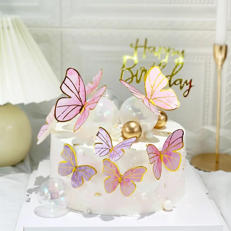 

Butterfly Cake Topper Happy Birthday Cake Decoration Wedding Birthday Party Supplies DIY Cake Flag Party Supplies Accessories