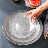 japanese style horizontal glass plate household transparent tableware fruit plate western style salad bowl plate plate plate